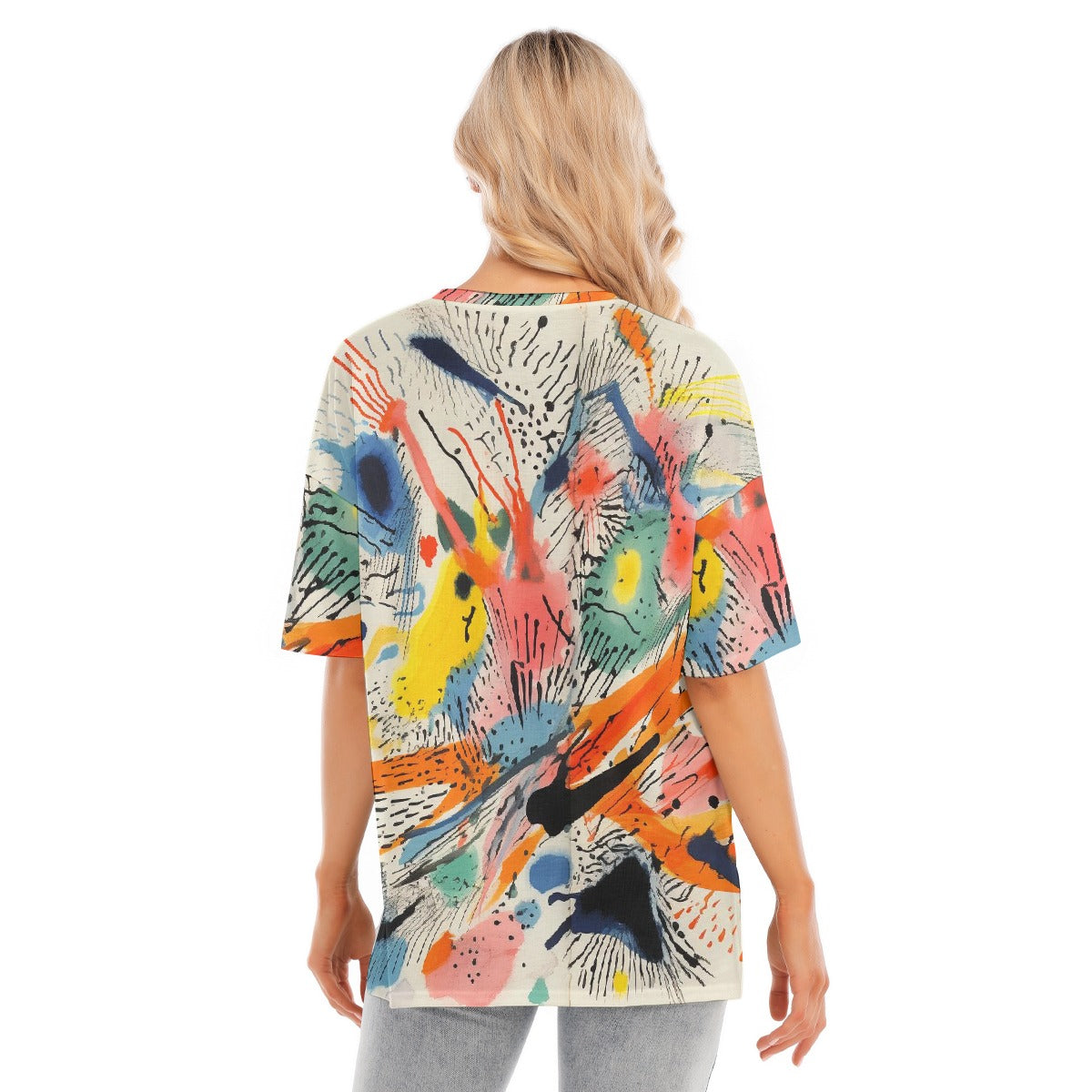 All-Over Print Women's Short Sleeves T-shirt With Hem Split
