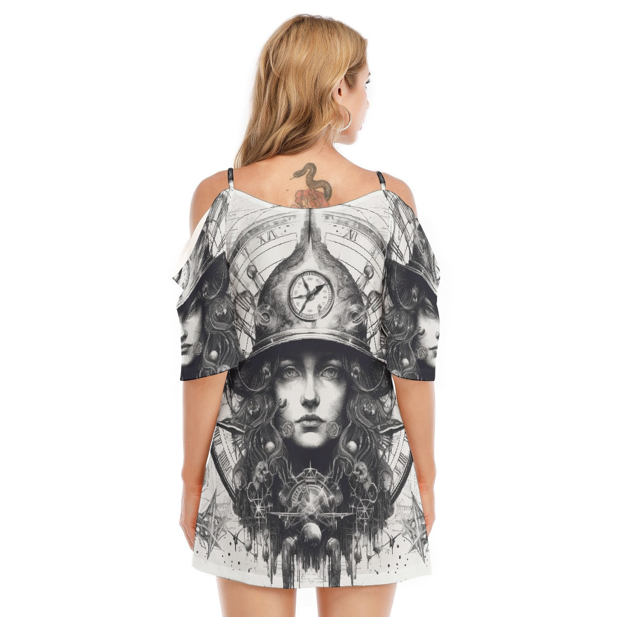 All-Over Print Women's Off-shoulder Cami Dress