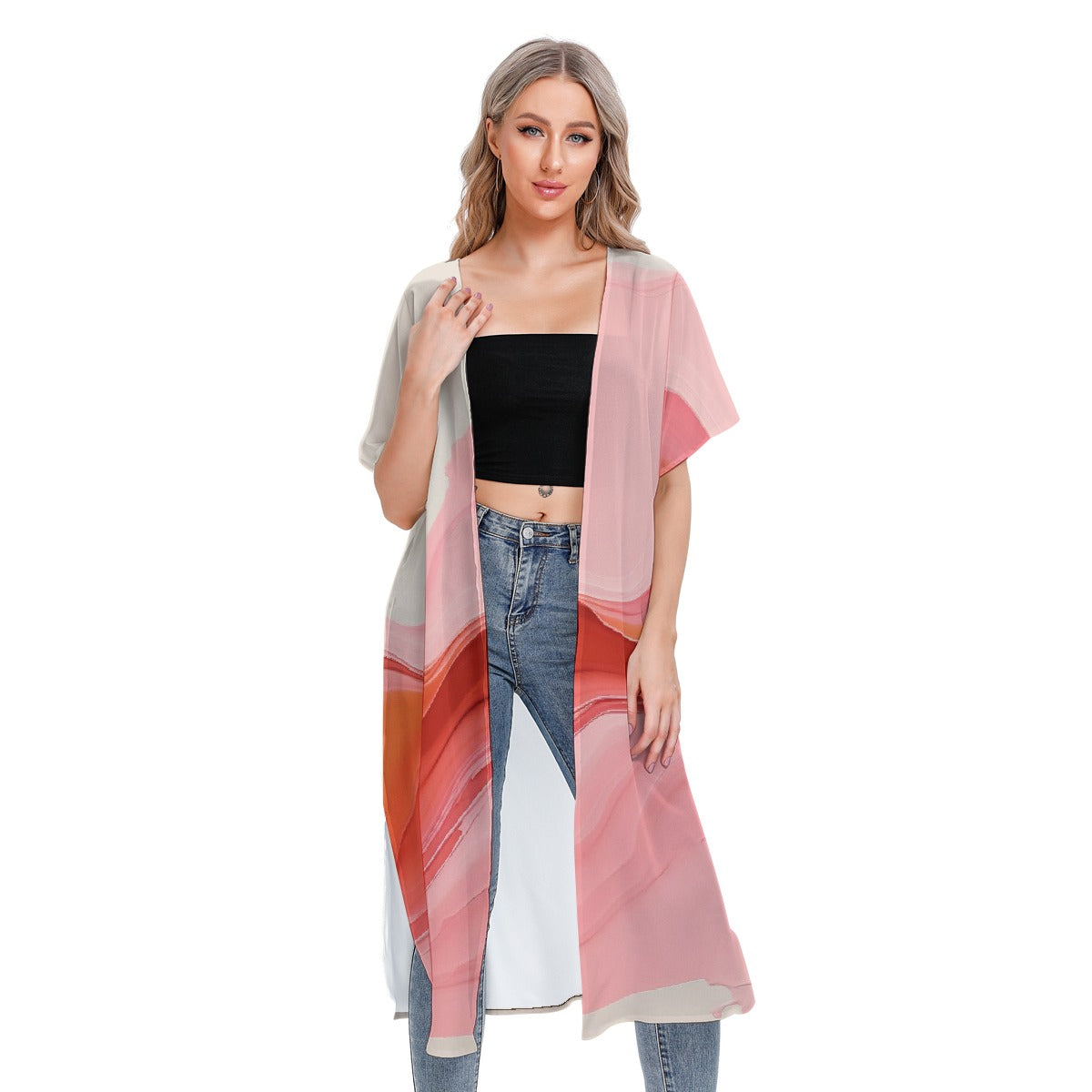 All-Over Print Women's Short Sleeve Cardigan