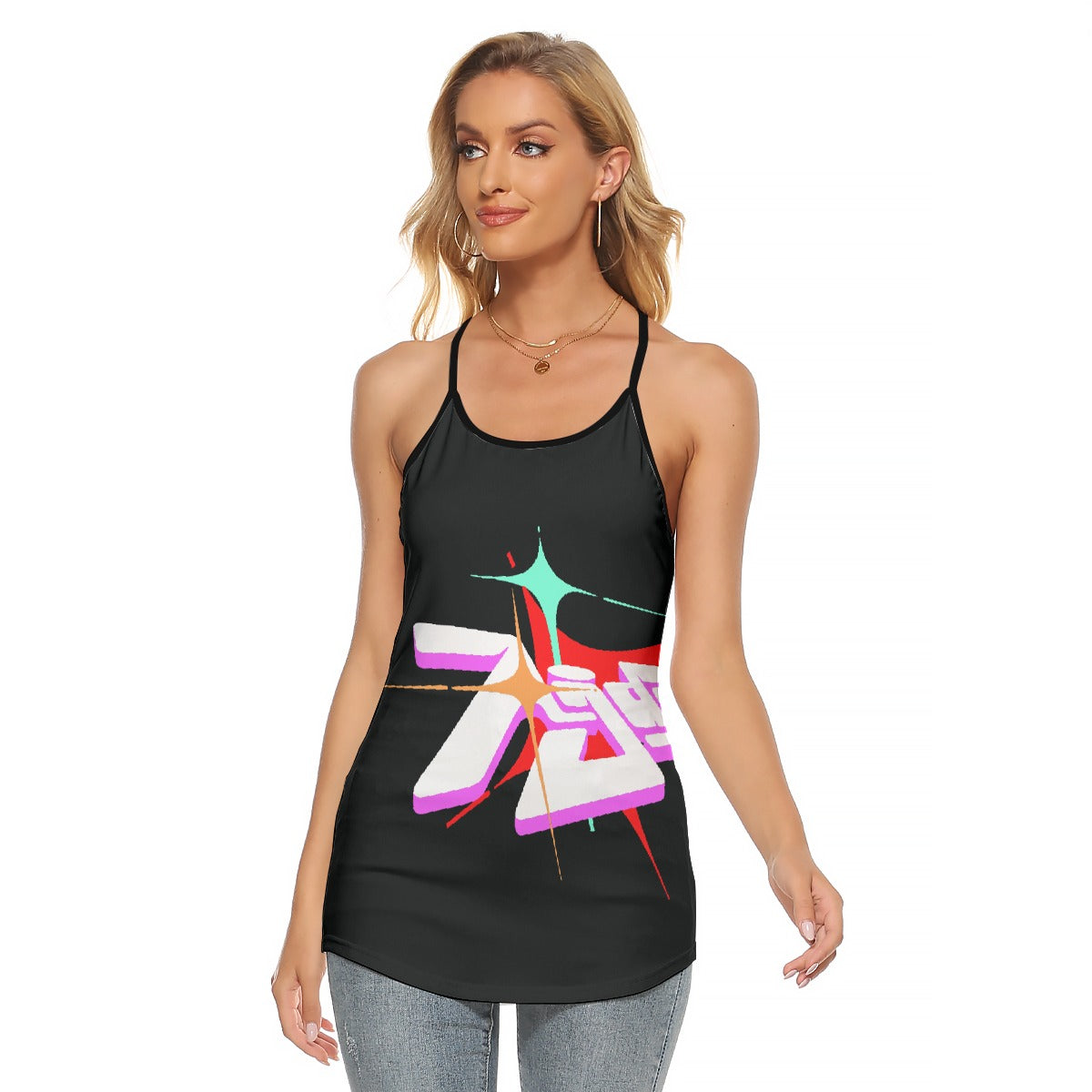 All-Over Print Women's Criss-Cross Open Back Tank Top