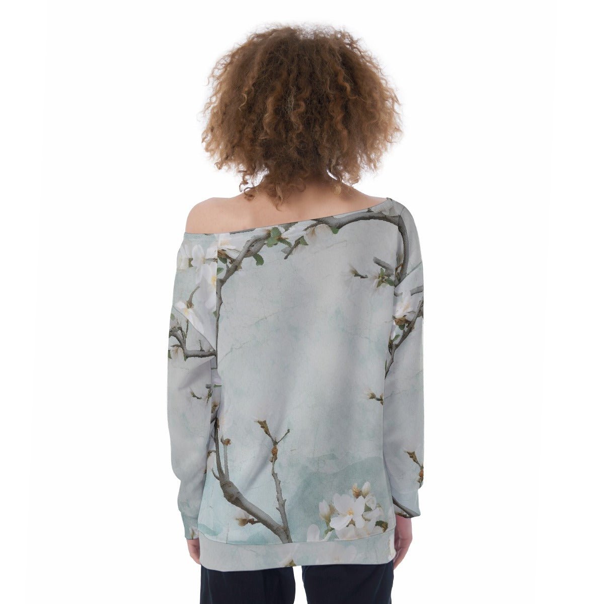 All-Over Print Oversized Women's Off-Shoulder Sweatshirt