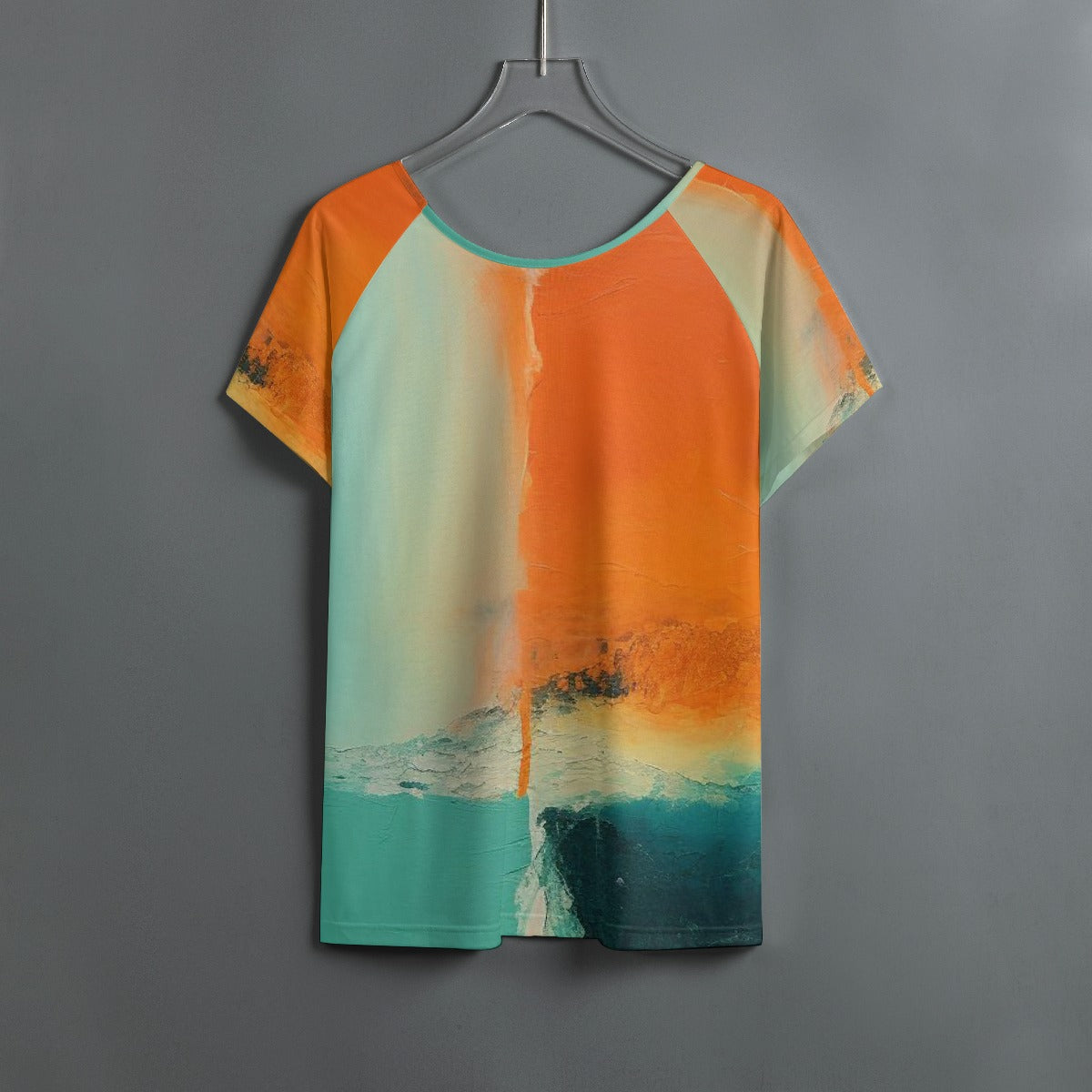 All-Over Print Women's Round Neck T-shirt With Raglan Sleeve