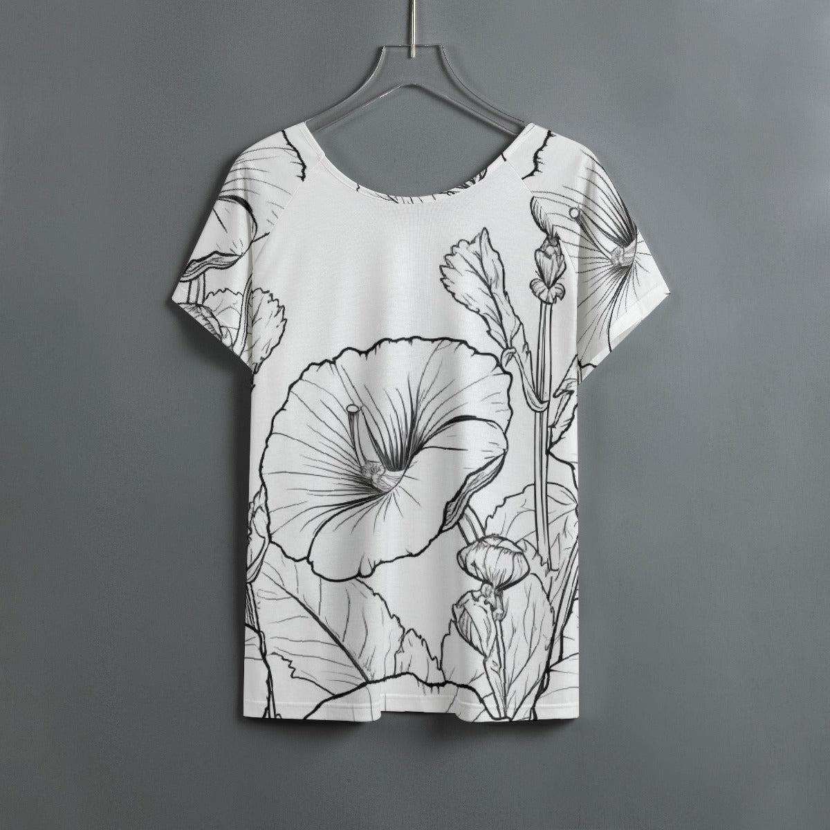 All-Over Print Women's Round Neck T-shirt With Raglan Sleeve