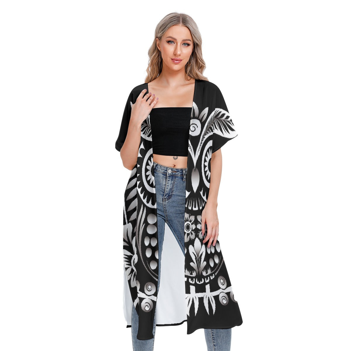 All-Over Print Women's Short Sleeve Cardigan