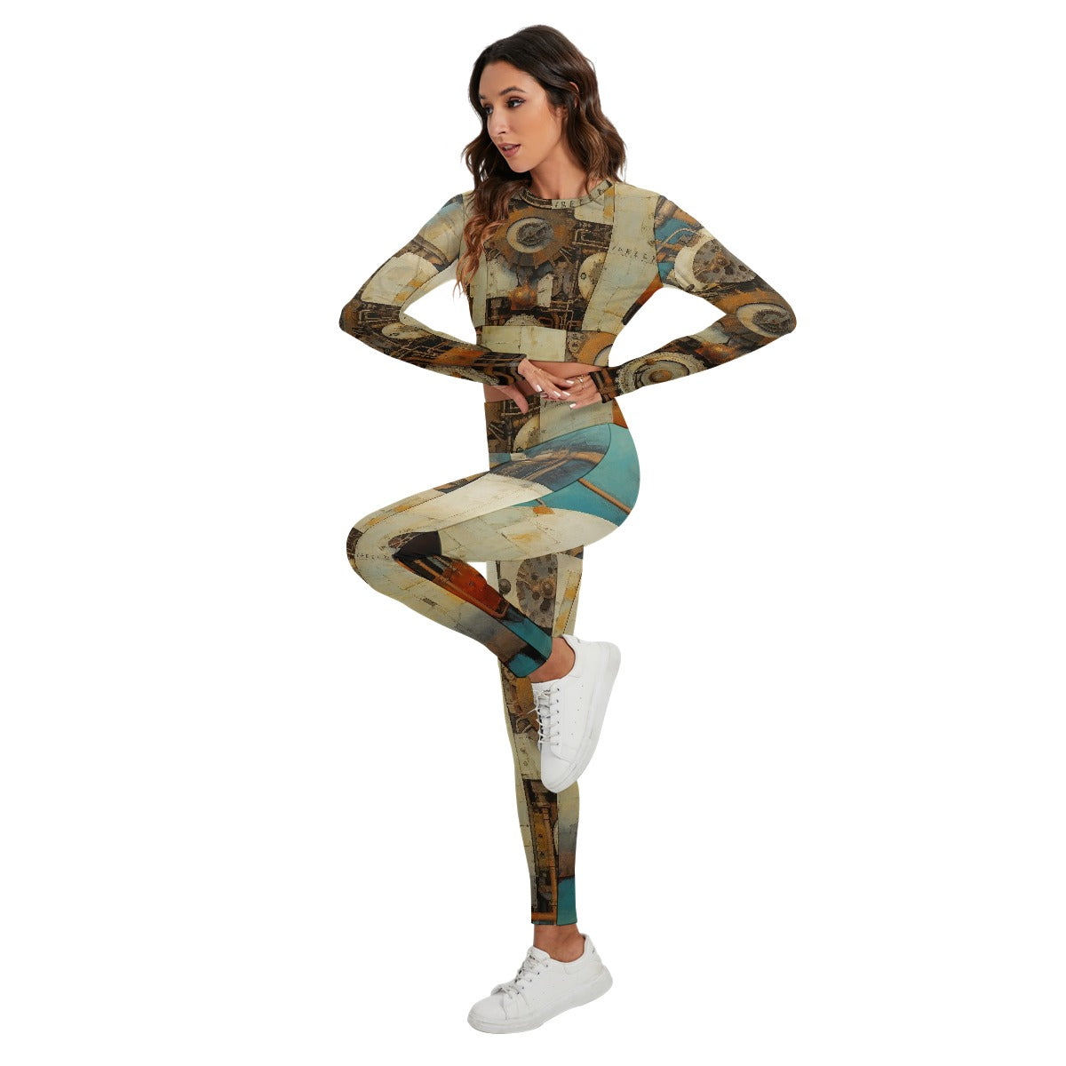 All-Over Print Women's Sport Set With Backless Top And Leggings