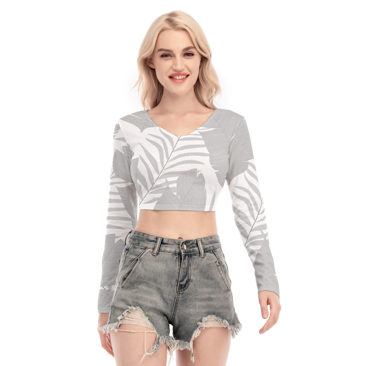 All-Over Print Women's Back Hollow T-shirt With Strap