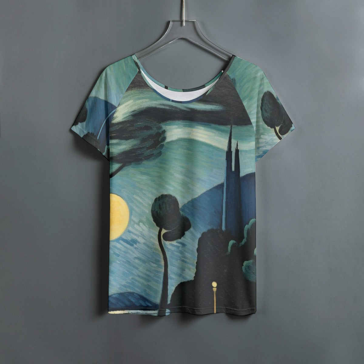 All-Over Print Women's Round Neck T-shirt With Raglan Sleeve