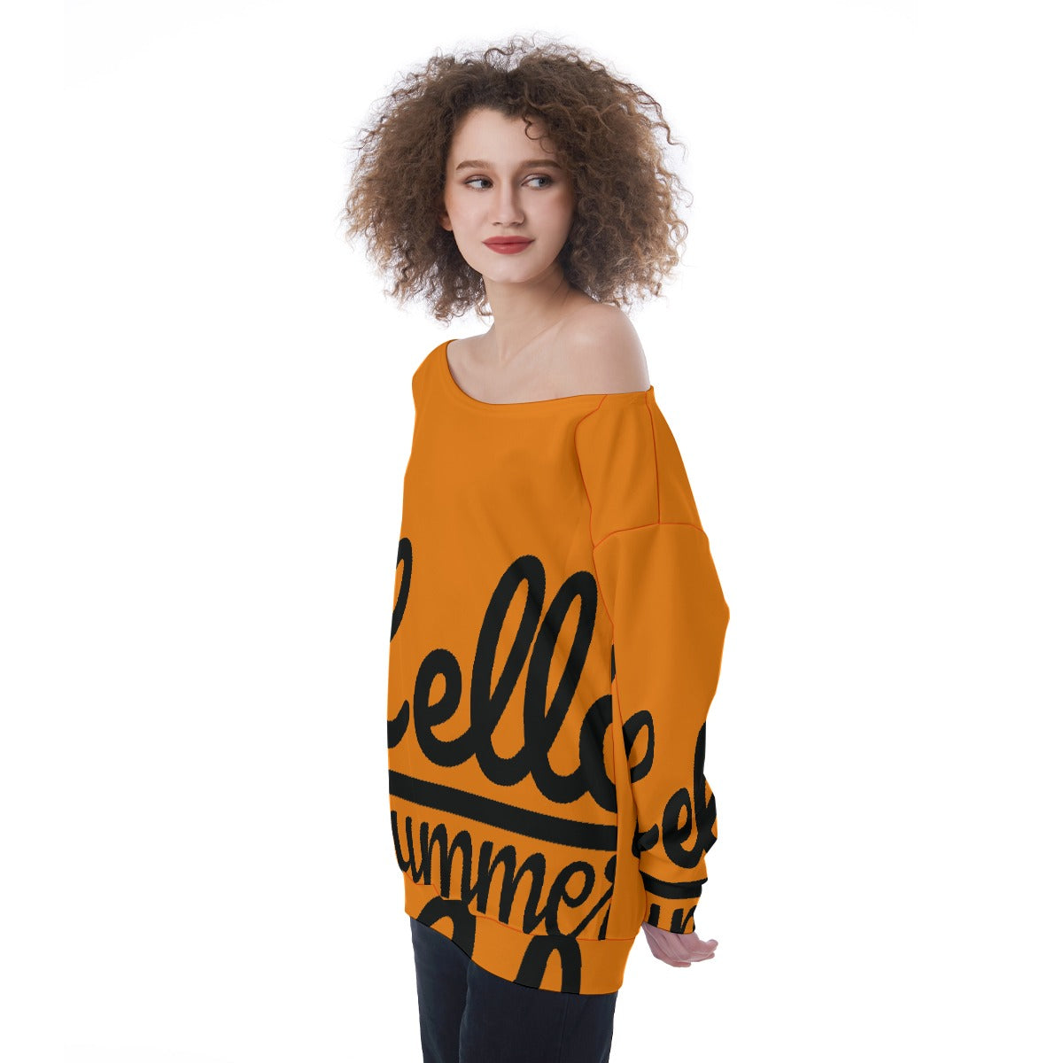 All-Over Print Oversized Women's Off-Shoulder Sweatshirt