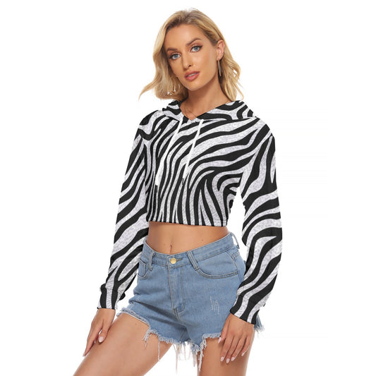 All-Over Print Women's Crop Top Hoodie|Velvet