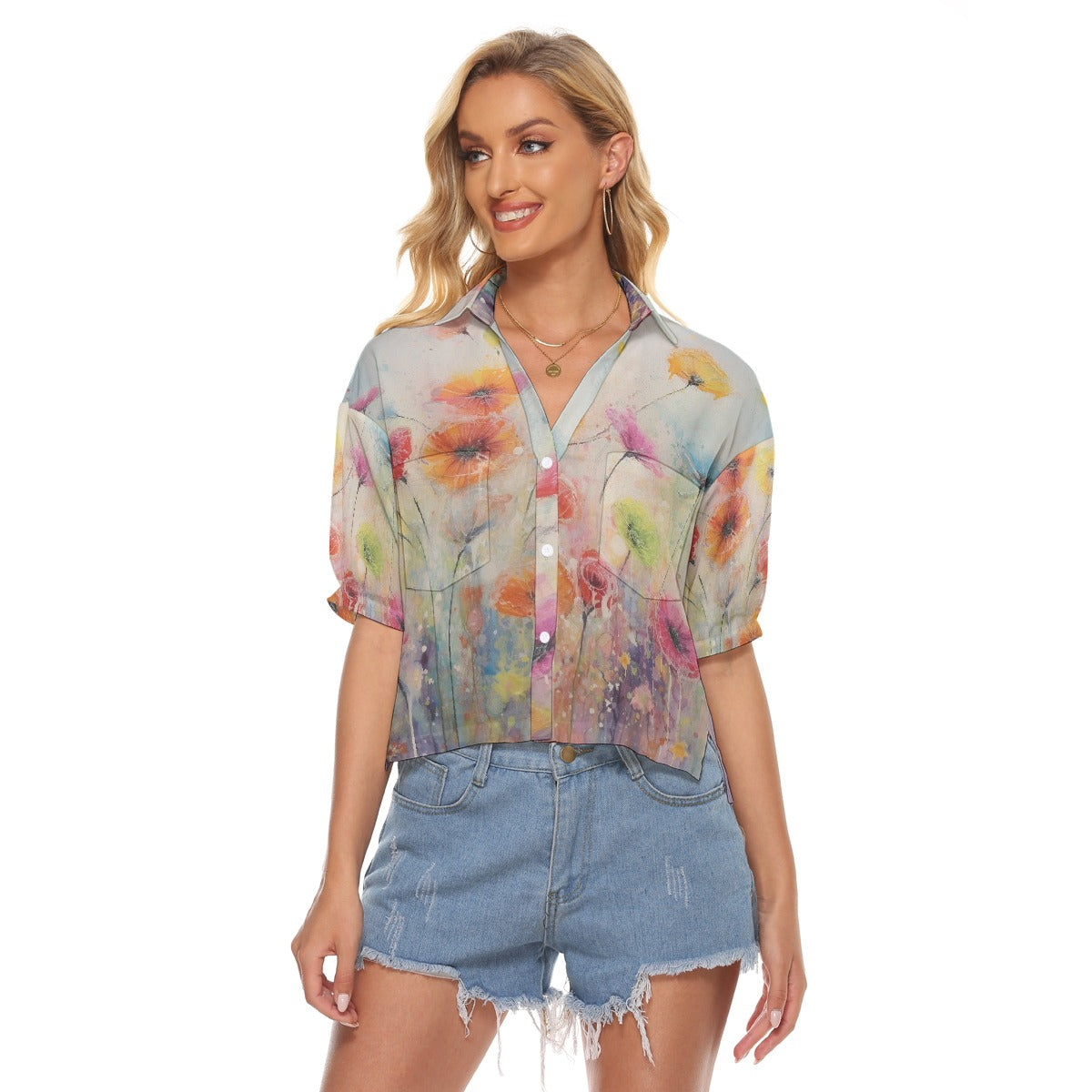 All-Over Print Women's V-neck Shirts