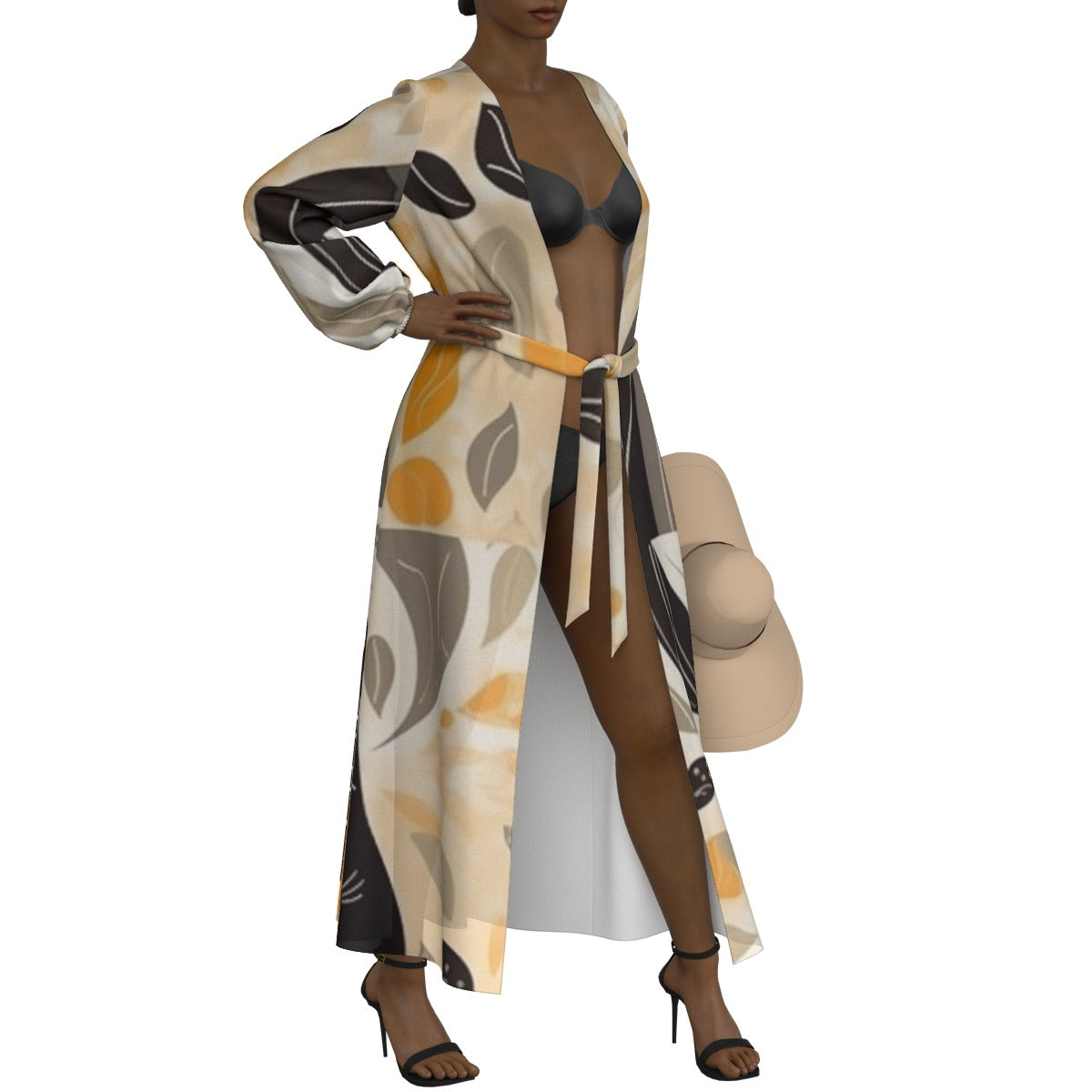 All-Over Print Women's Lace-up Chiffon Robe