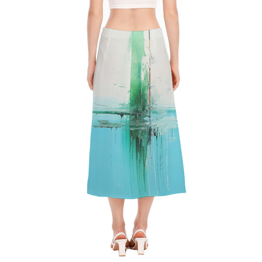 All-Over Print Women's High Slit Long Skirt
