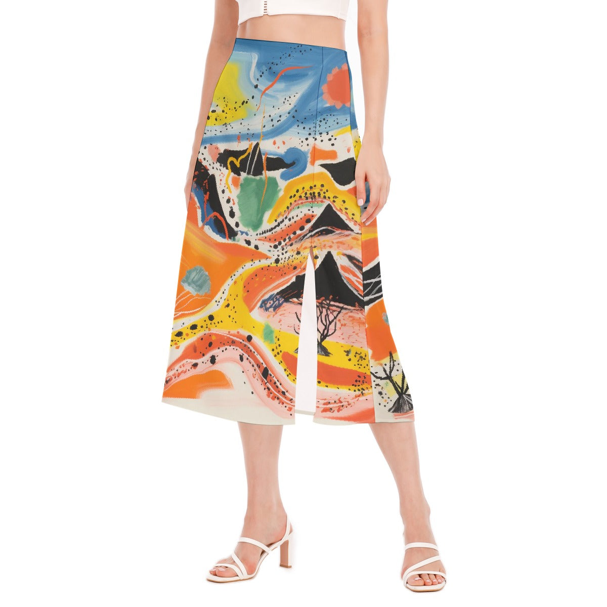 All-Over Print Women's High Slit Long Skirt