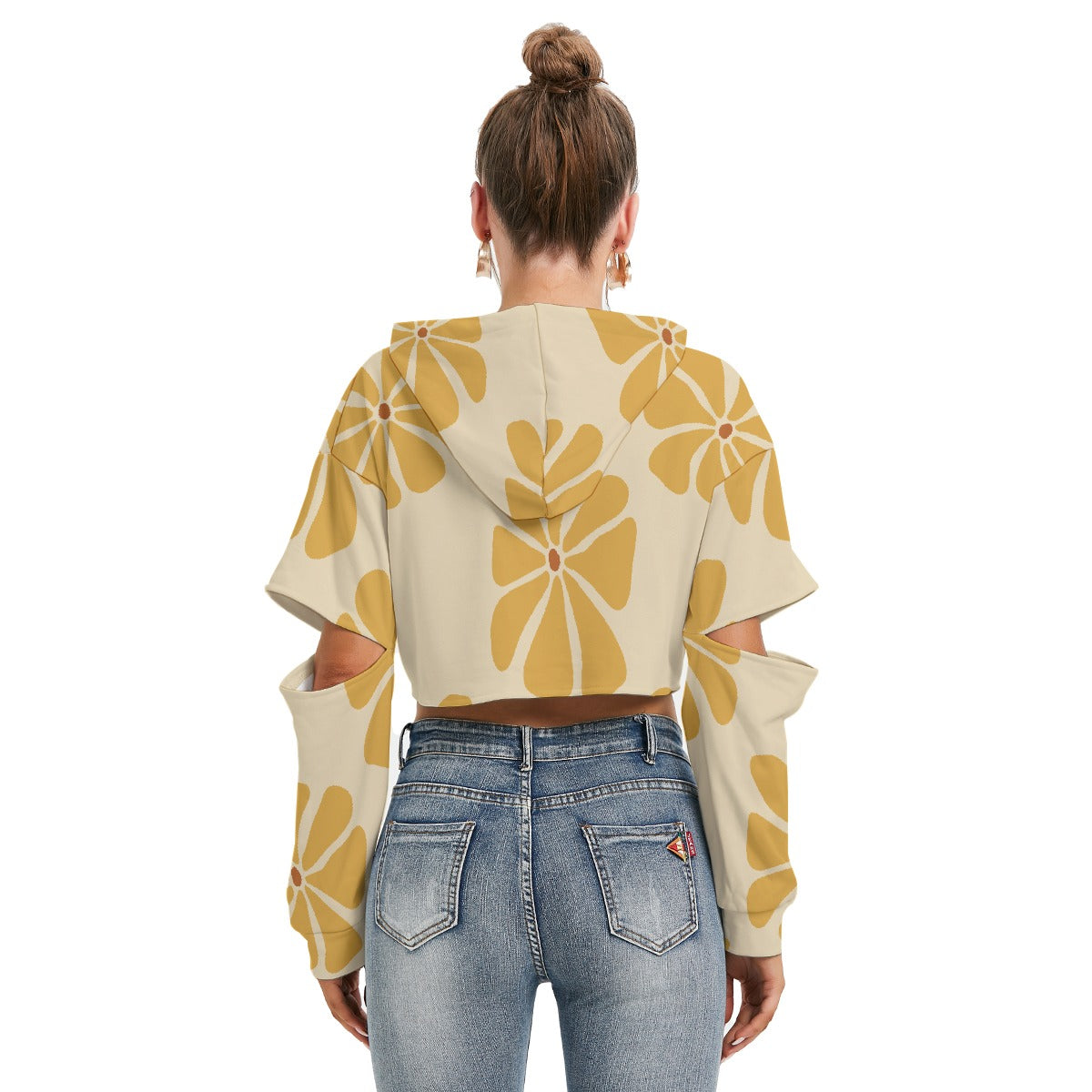 All-Over Print Women's Heavy Fleece Hoodie With Hollow Out Sleeve