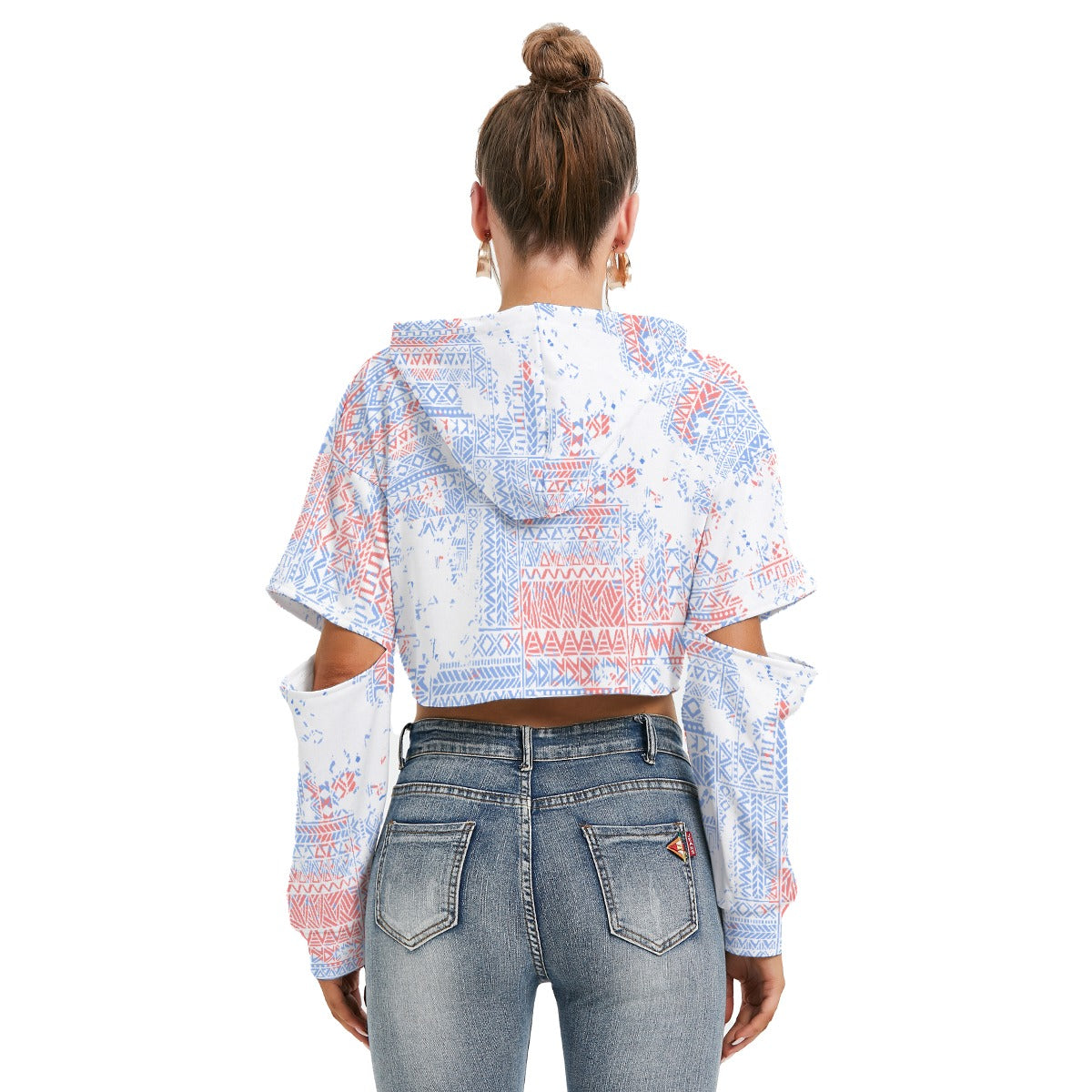 All-Over Print Women's Heavy Fleece Hoodie With Hollow Out Sleeve