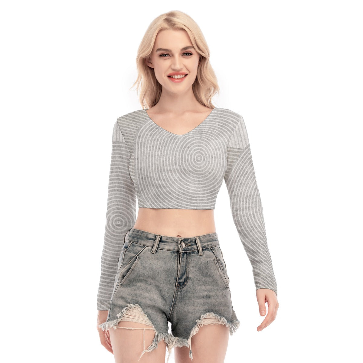 All-Over Print Women's Back Hollow T-shirt With Strap