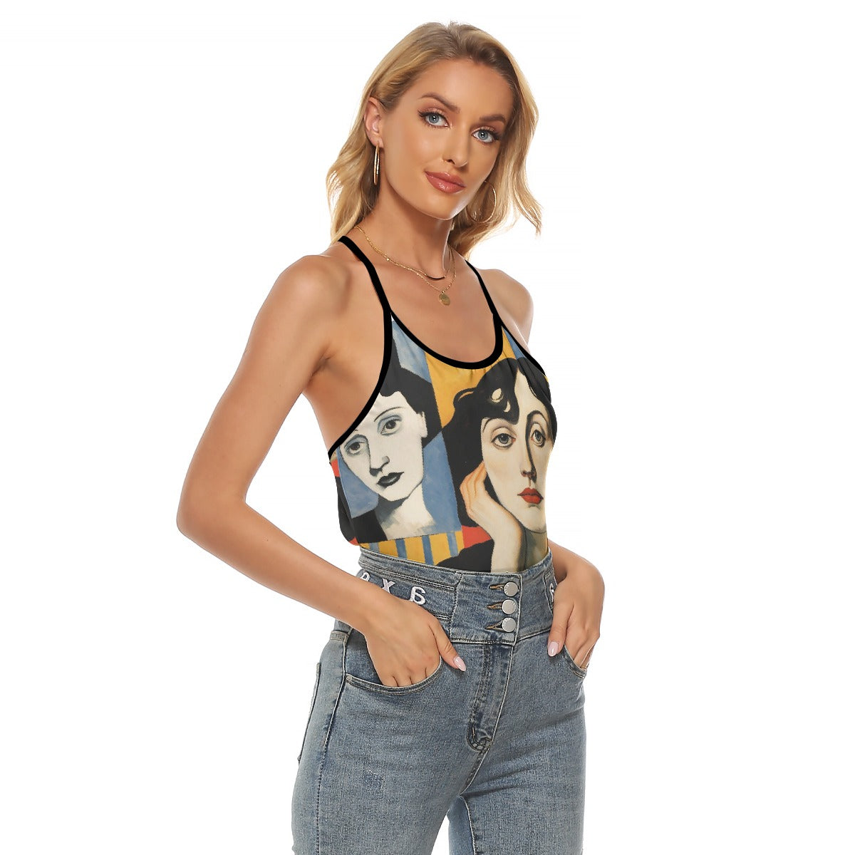 All-Over Print Women's Criss-Cross Open Back Tank Top