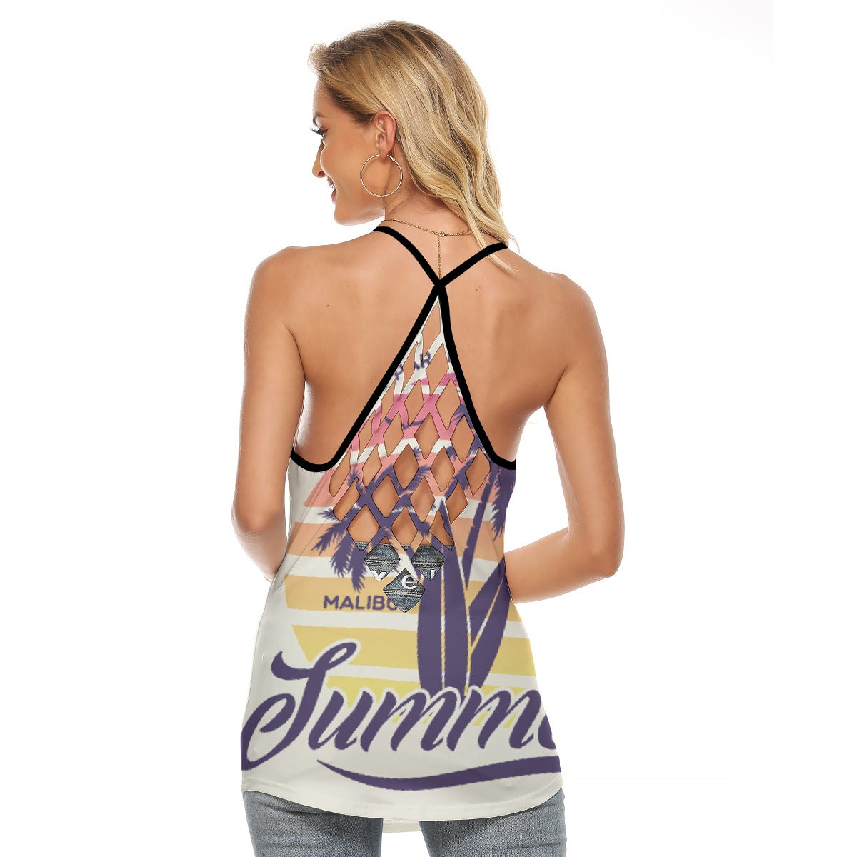 All-Over Print Women's Criss-Cross Open Back Tank Top
