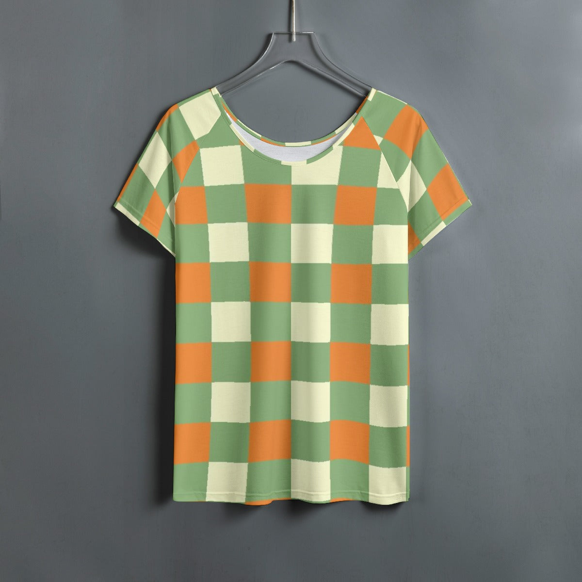 All-Over Print Women's Round Neck T-shirt With Raglan Sleeve