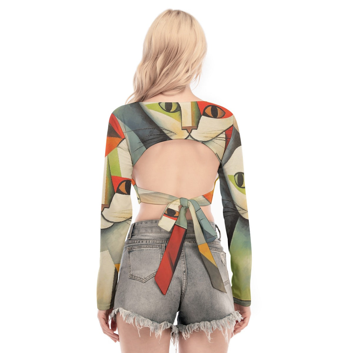 All-Over Print Women's Back Hollow T-shirt With Strap