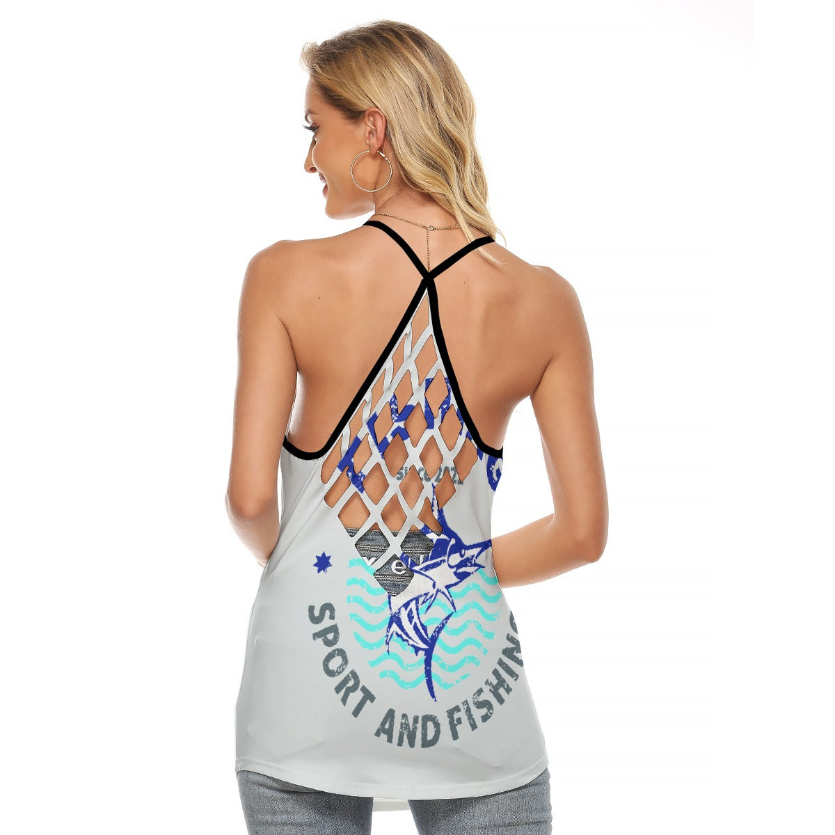 All-Over Print Women's Criss-Cross Open Back Tank Top