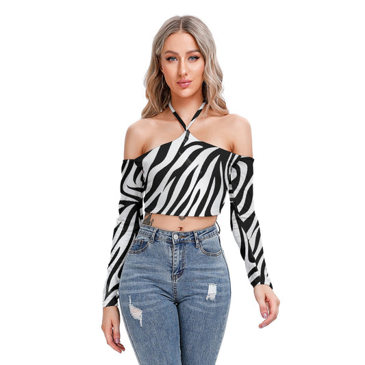 All-Over Print Women's Halter Lace-up Top