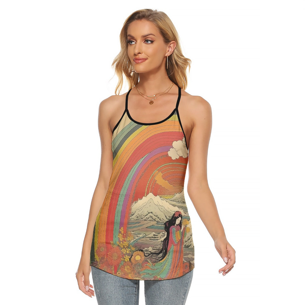 All-Over Print Women's Criss-Cross Open Back Tank Top