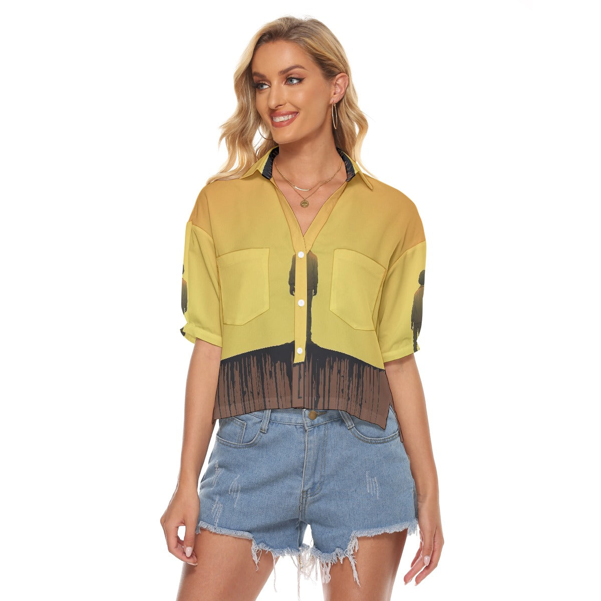 All-Over Print Women's V-neck Shirts