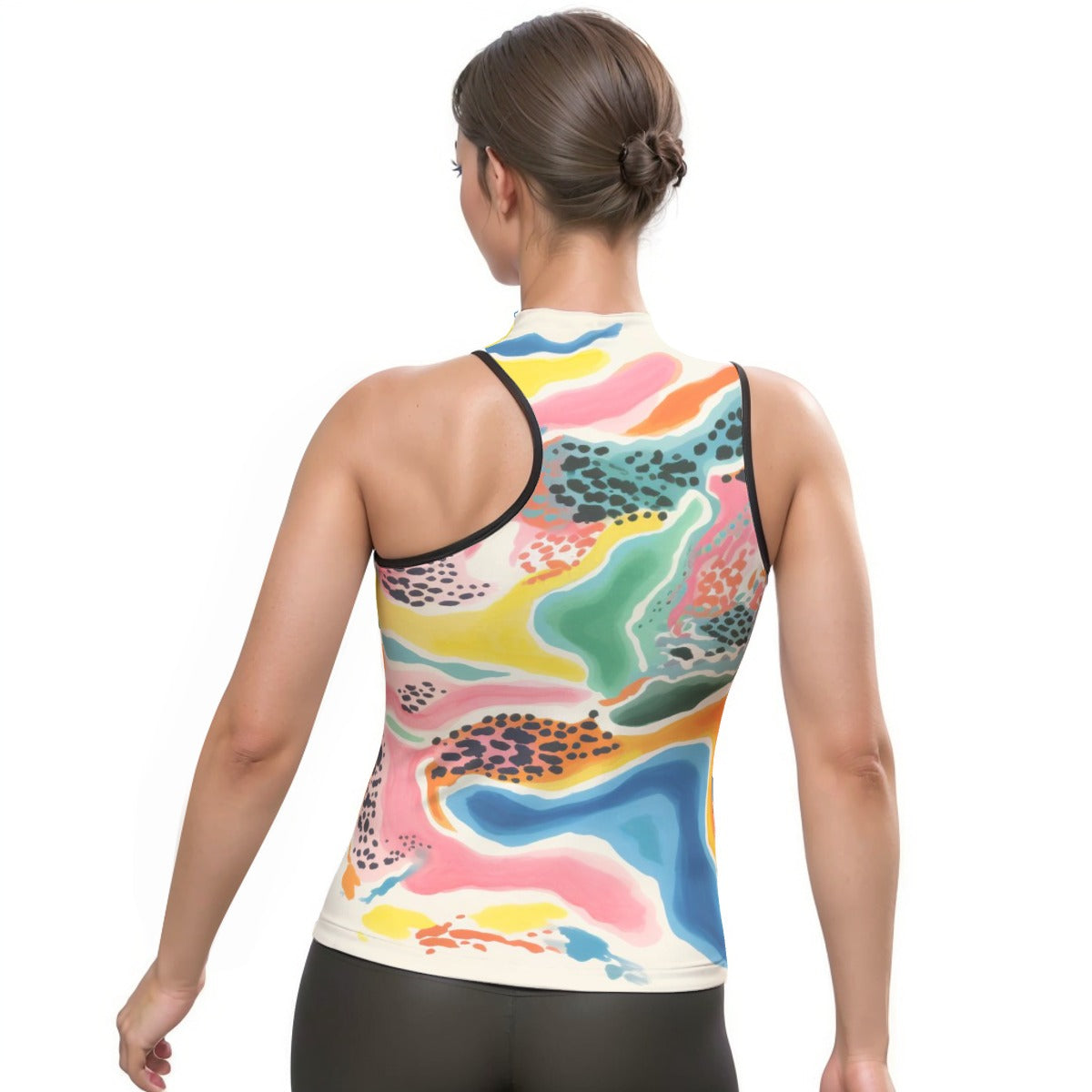 All-Over Print Women's Halter Sleeveless Asymmetrical Tank Top