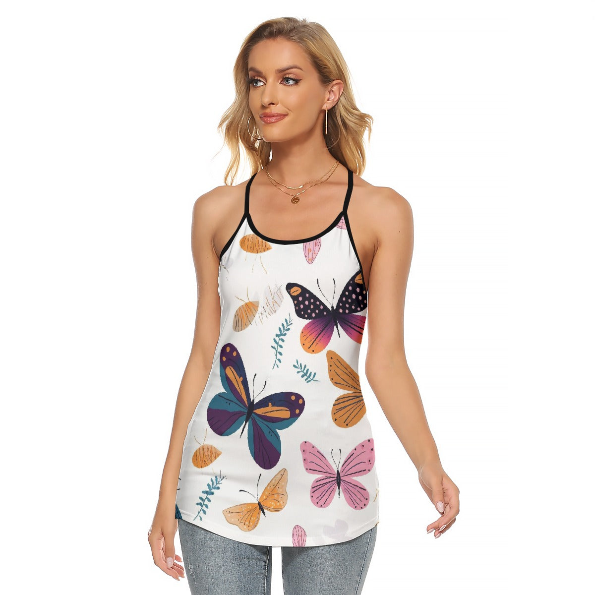 All-Over Print Women's Criss-Cross Open Back Tank Top