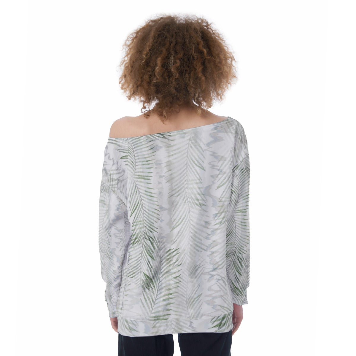 All-Over Print Oversized Women's Off-Shoulder Sweatshirt