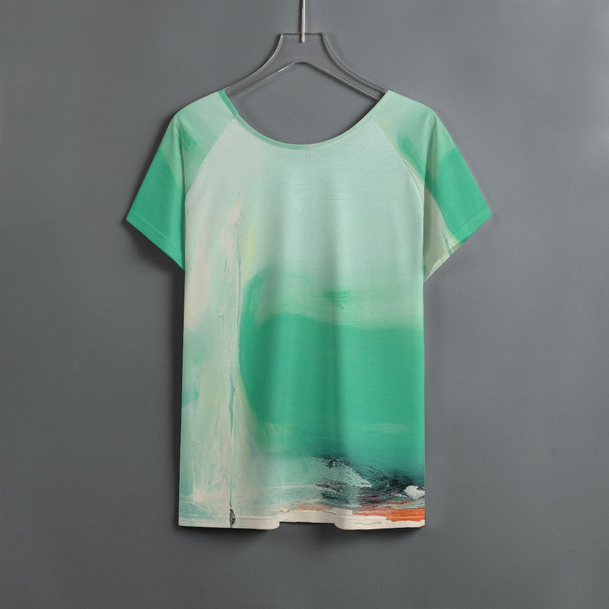 All-Over Print Women's Round Neck T-shirt With Raglan Sleeve