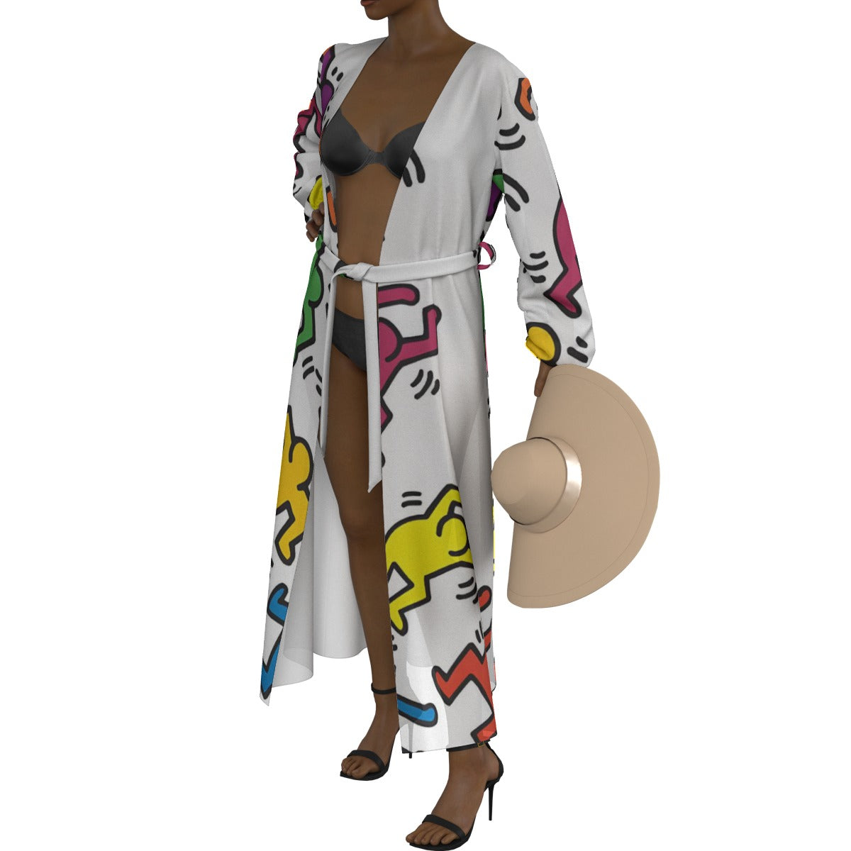 All-Over Print Women's Lace-up Chiffon Robe