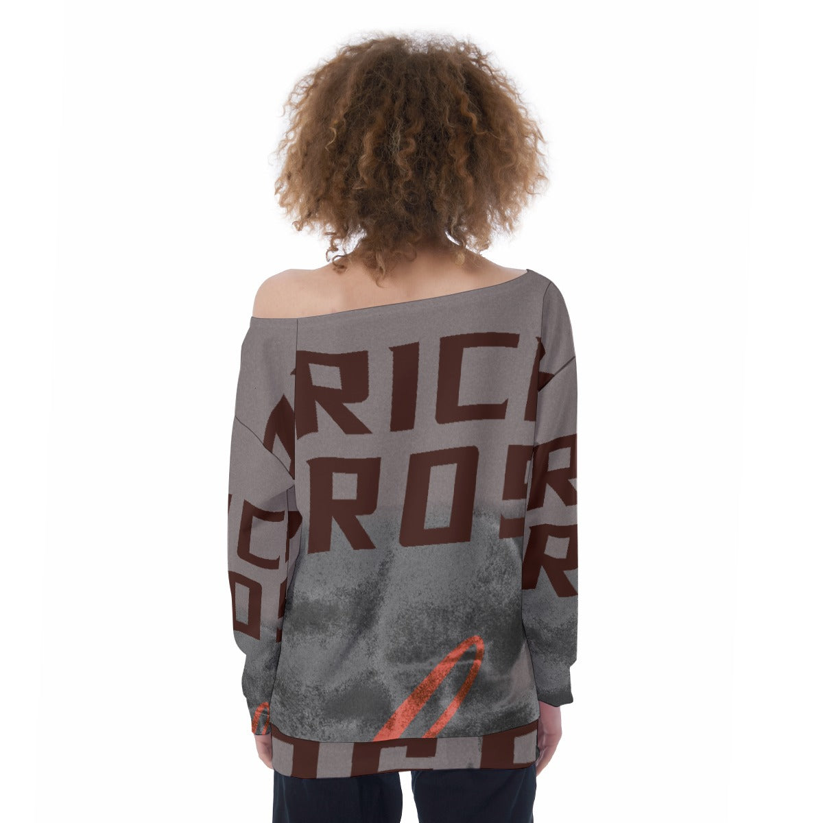 All-Over Print Oversized Women's Off-Shoulder Sweatshirt