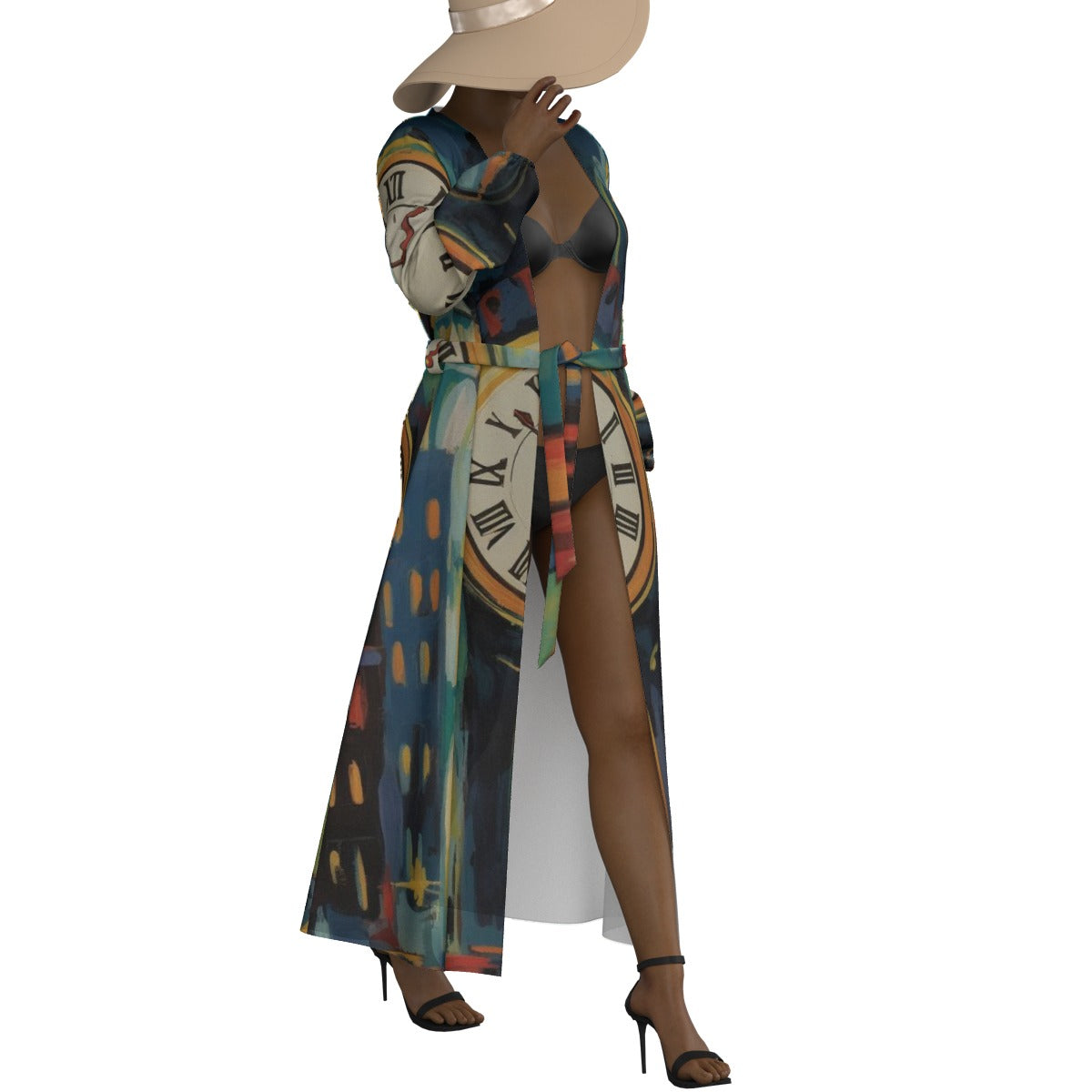 All-Over Print Women's Lace-up Chiffon Robe