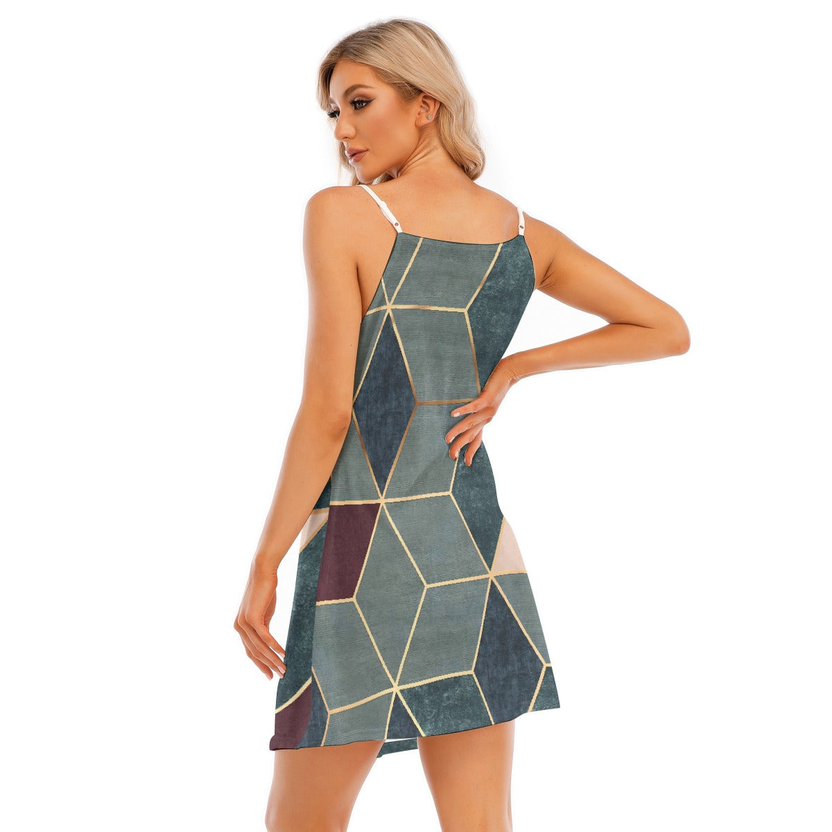 All-Over Print Women's V-neck Cami Dress