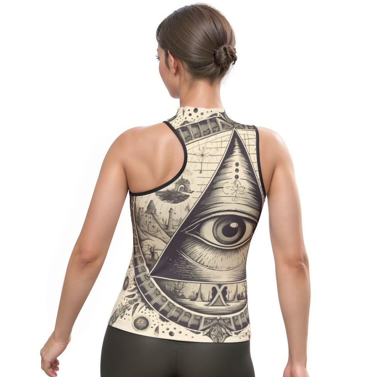 All-Over Print Women's Halter Sleeveless Asymmetrical Tank Top