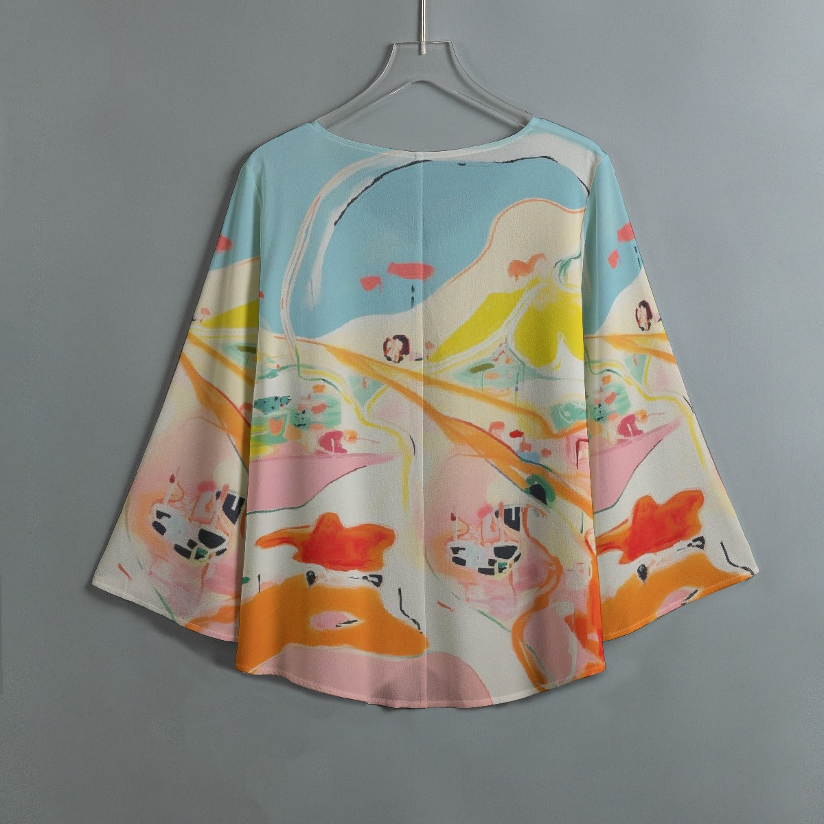 All-Over Print Women's V-neck T-shirt With Irregular Hem