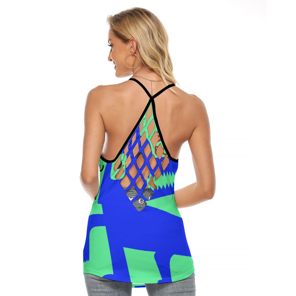 All-Over Print Women's Criss-Cross Open Back Tank Top