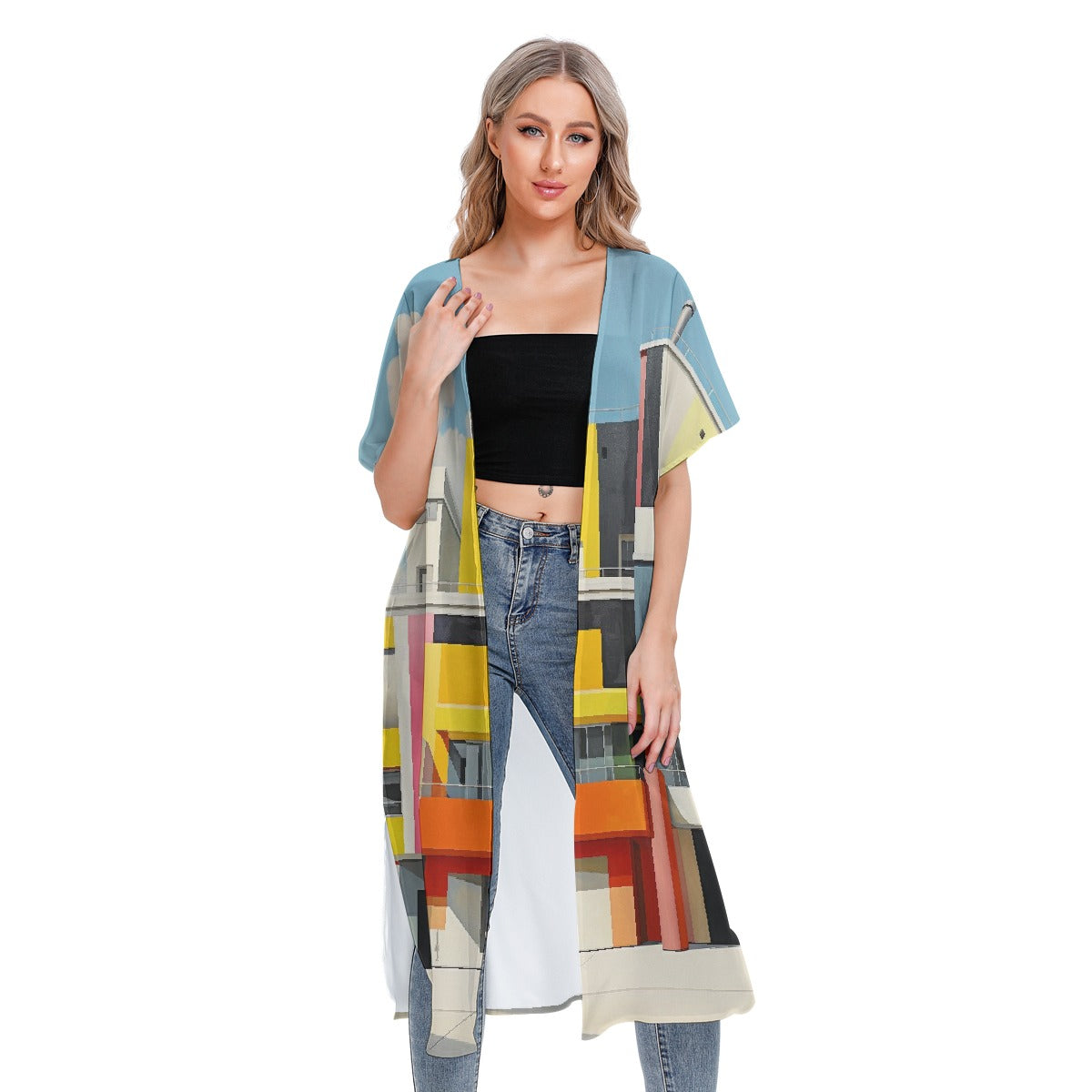 All-Over Print Women's Short Sleeve Cardigan