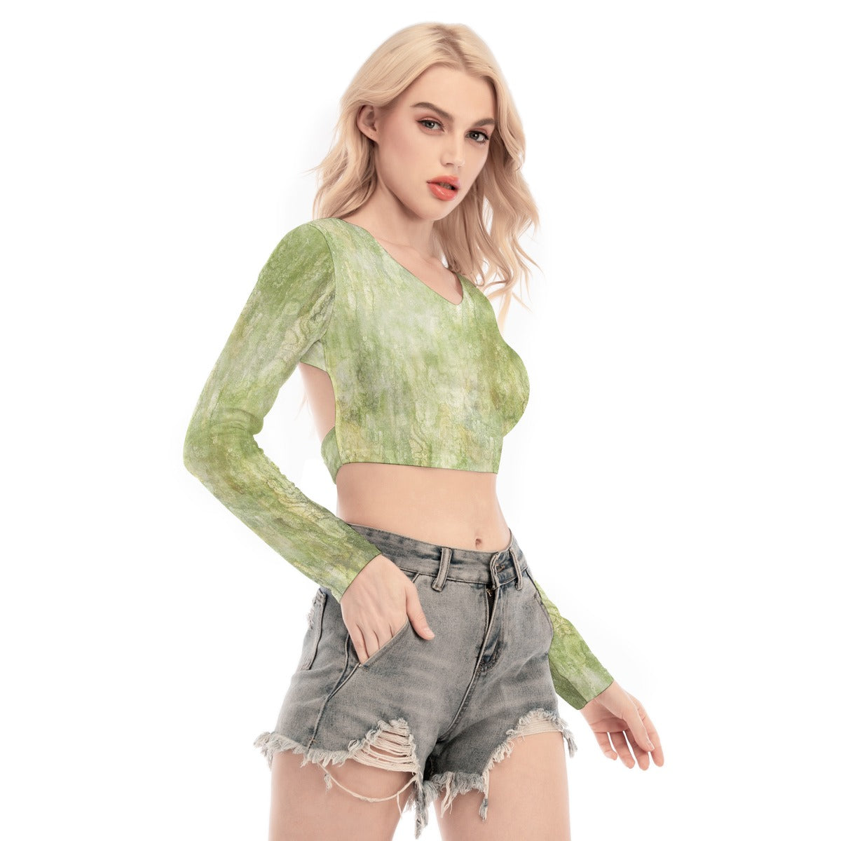 All-Over Print Women's Back Hollow T-shirt With Strap