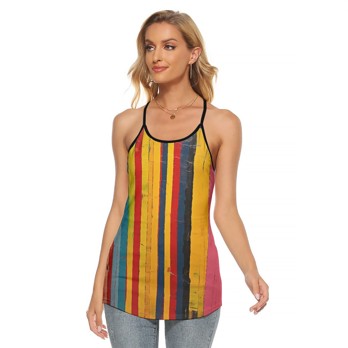 All-Over Print Women's Criss-Cross Open Back Tank Top