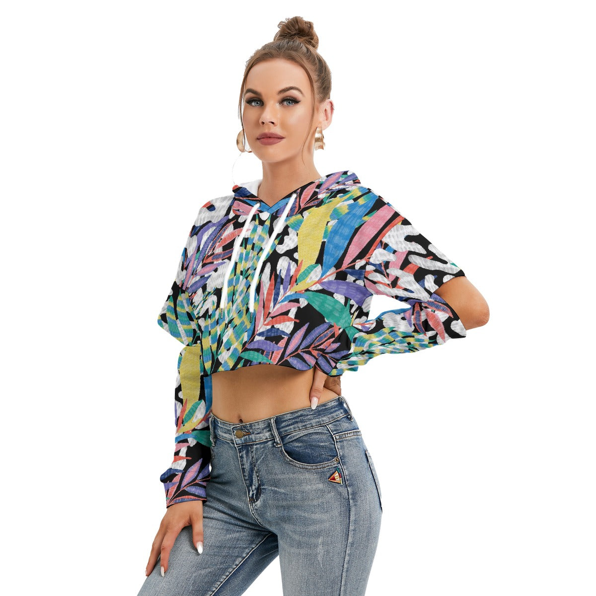 All-Over Print Women's Heavy Fleece Hoodie With Hollow Out Sleeve