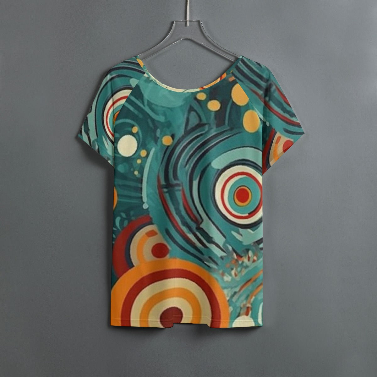 All-Over Print Women's Round Neck T-shirt With Raglan Sleeve
