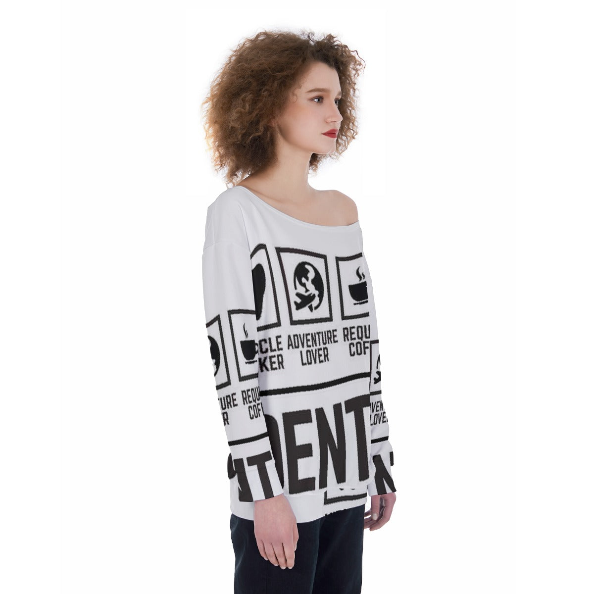 All-Over Print Oversized Women's Off-Shoulder Sweatshirt