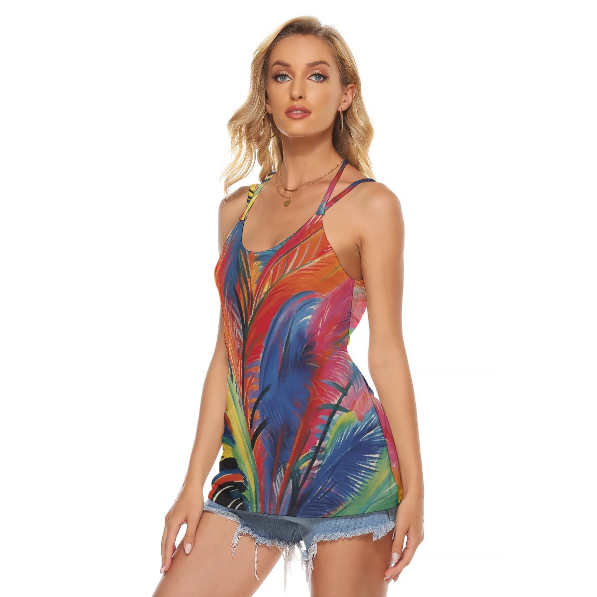 All-Over Print Women's Halter Top With Backless