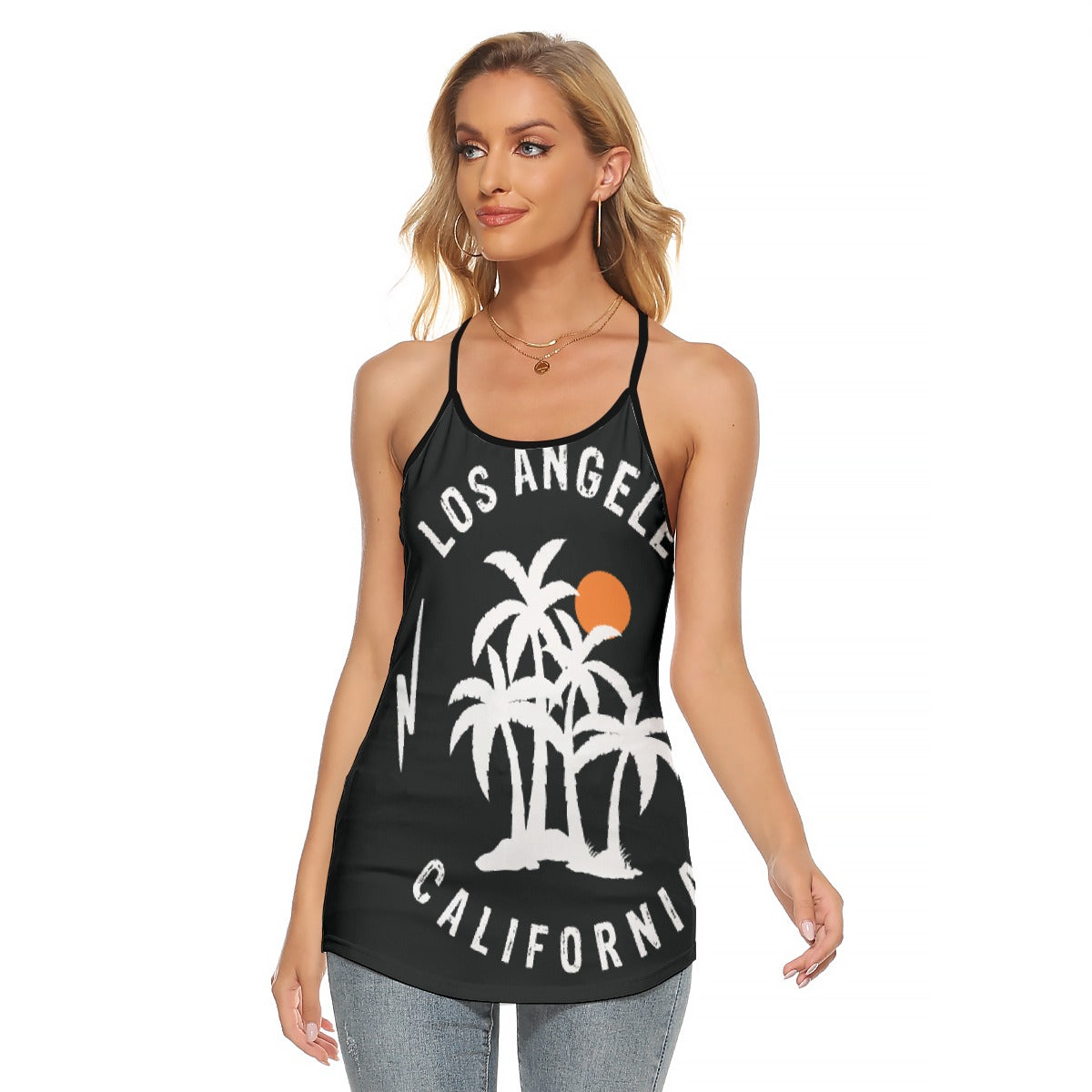 All-Over Print Women's Criss-Cross Open Back Tank Top