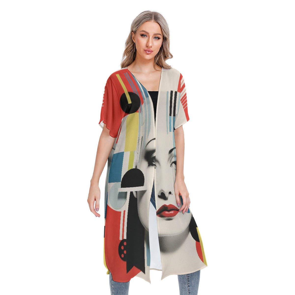 All-Over Print Women's Short Sleeve Cardigan