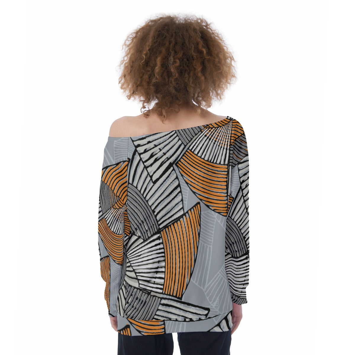 All-Over Print Oversized Women's Off-Shoulder Sweatshirt