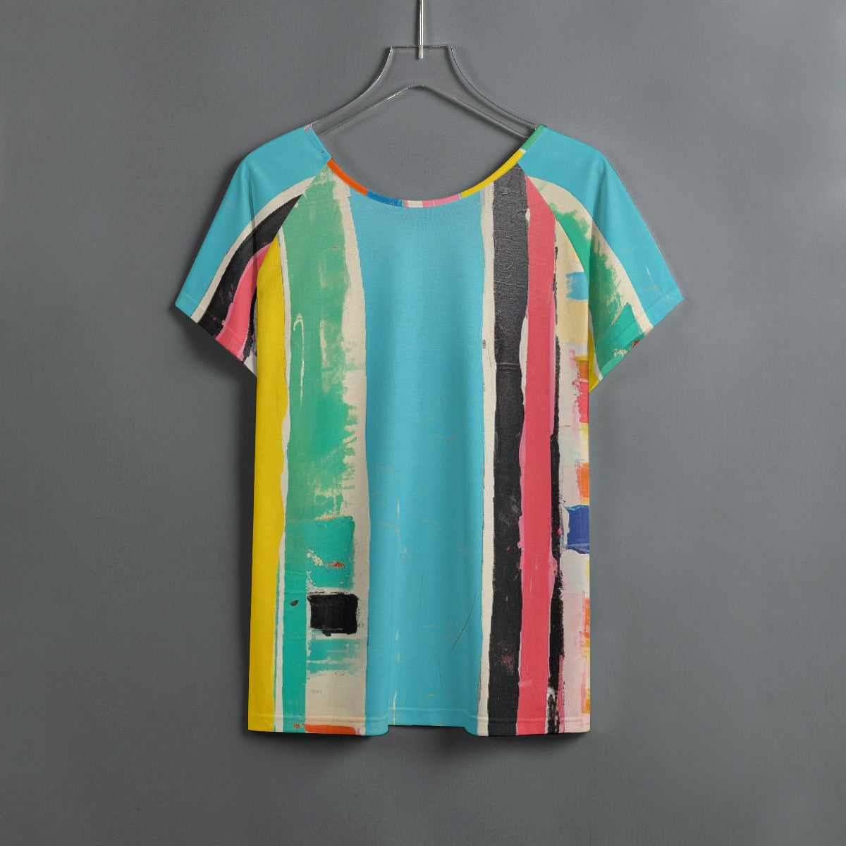 All-Over Print Women's Round Neck T-shirt With Raglan Sleeve